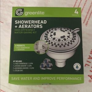 Greenlite White Showerhead + Aerators Water-Saving Kit